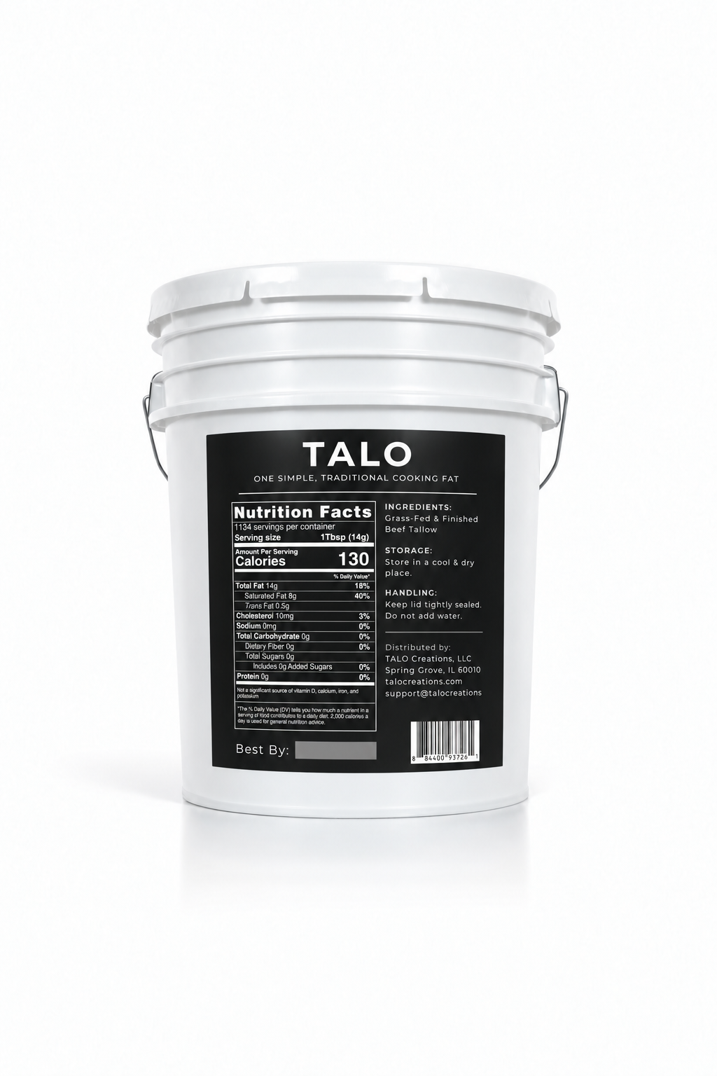 5 Gallon 100% Grass-Fed & Finished American Beef Tallow