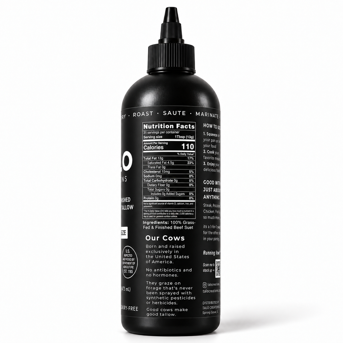 TALO Squeeze nutrition facts panel